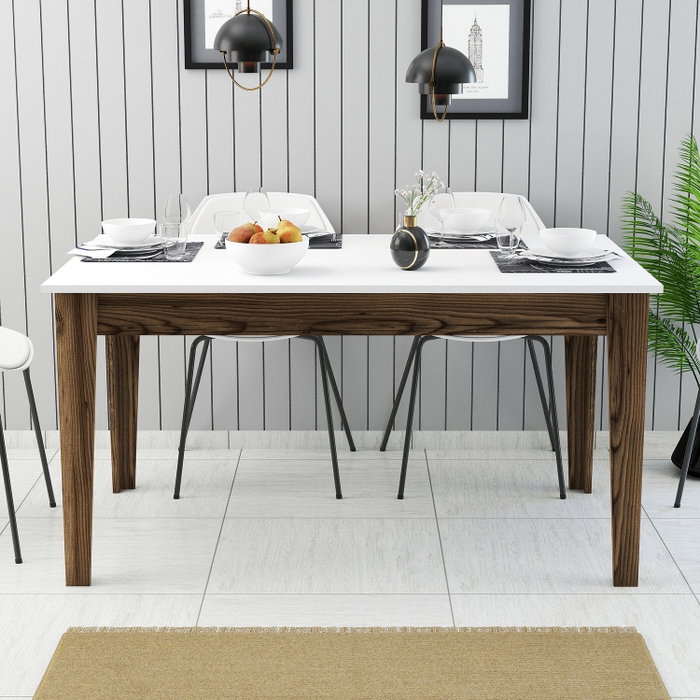 Hanah Home Milan 514 Mesa de Comedor Nogal y Blanco